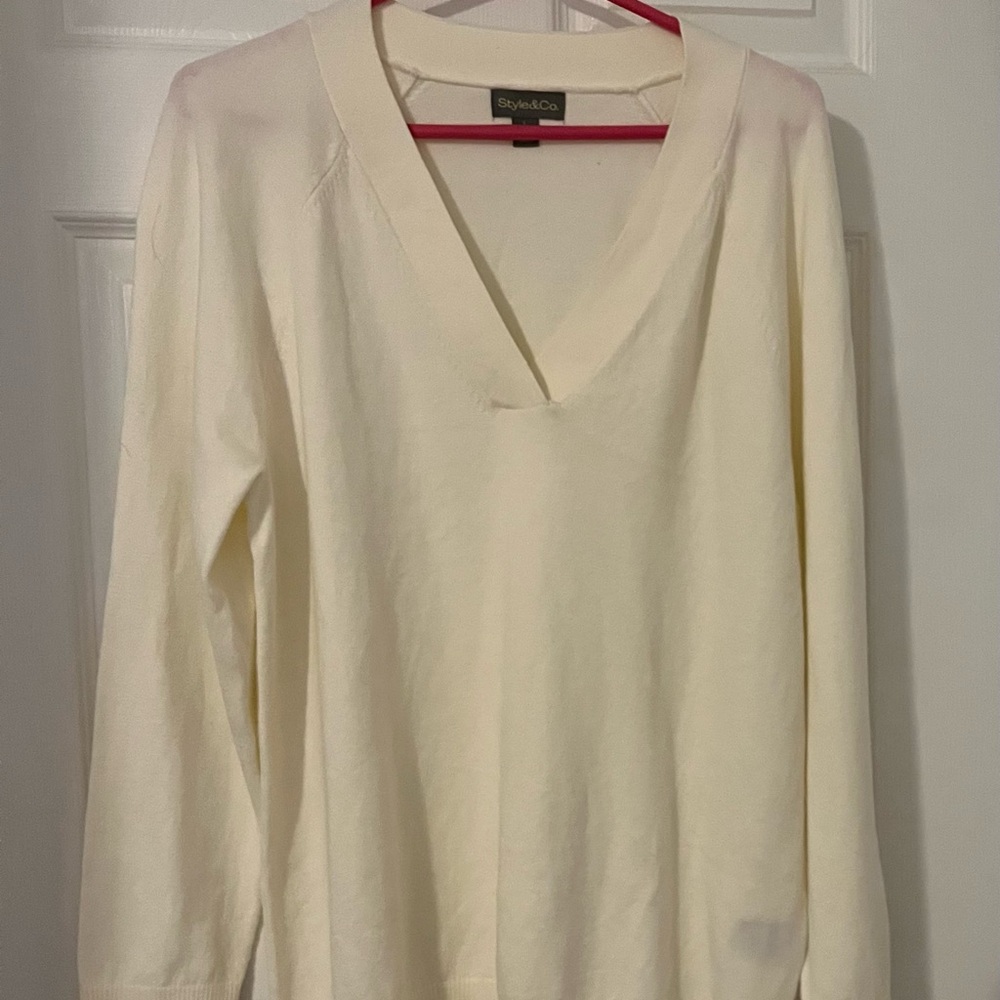 Style & Co. Natural V-Neck Sweater